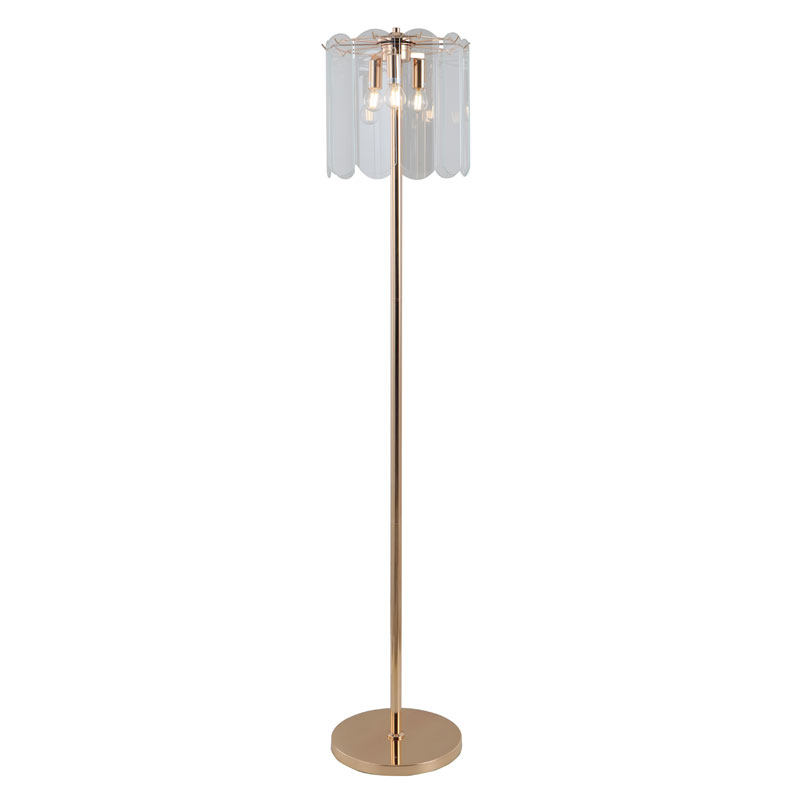 Lampa Urlár Gloine Soiléir Óir 3-Bolgáin