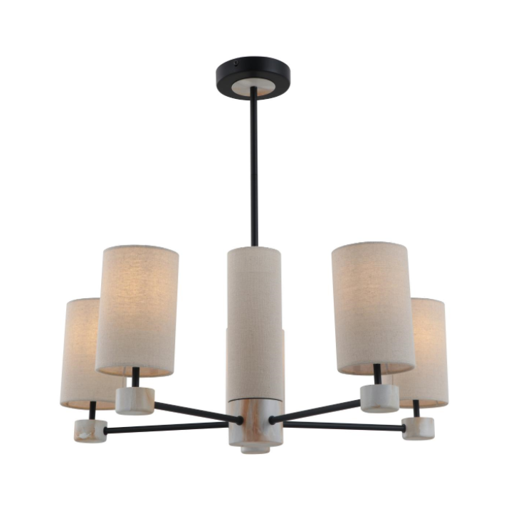 Lampa siogairlín miotail beige 5-Soilse Línéadaigh