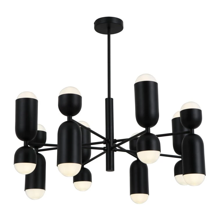Airm mhiotail dhubh soilse pendant 16-bulbs
