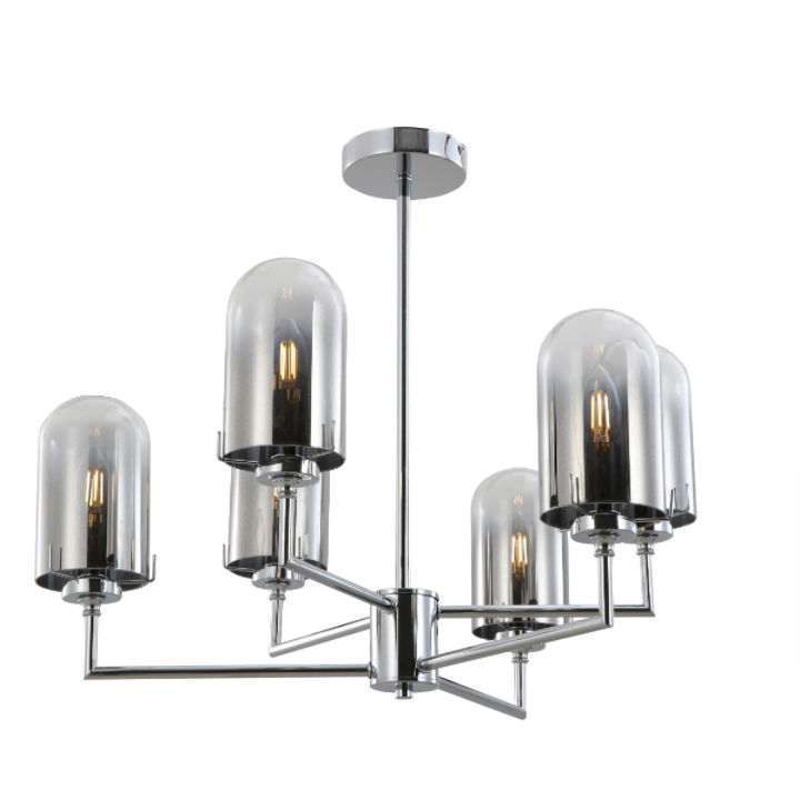 Lampa pendant gloine gloine cruinneacháin mhiotail mhiotail chrome