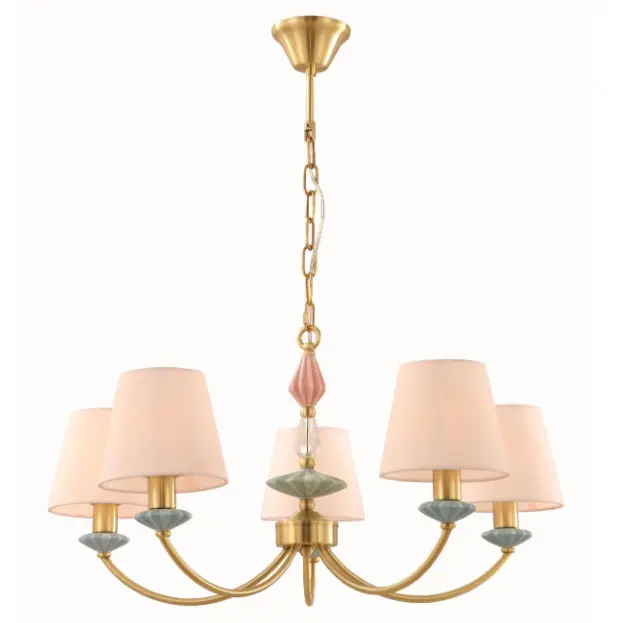 Chandelier ceirmeach 5-solas galánta le slabhra inchoigeartaithe