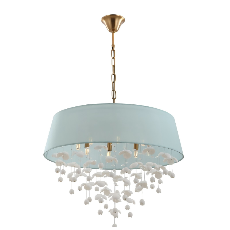 Scáth Droim Nua-Aimseartha poircealláin Chandelier 8-soilse don Seomra Maireachtála