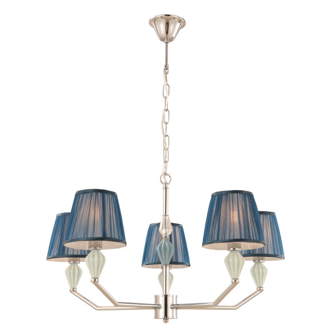 Chandelier druma 5-solas gorm dubhghorm le blas ceirmeach