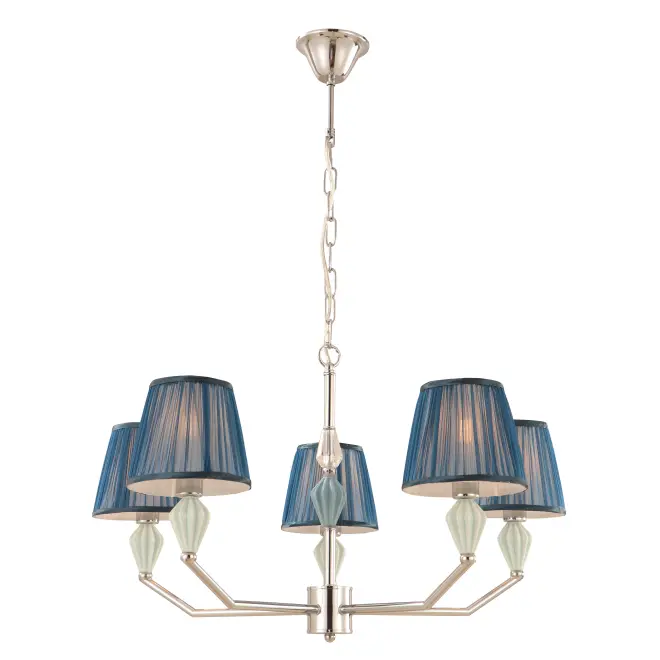 Chandelier druma 5-solas gorm dubhghorm le blas ceirmeach