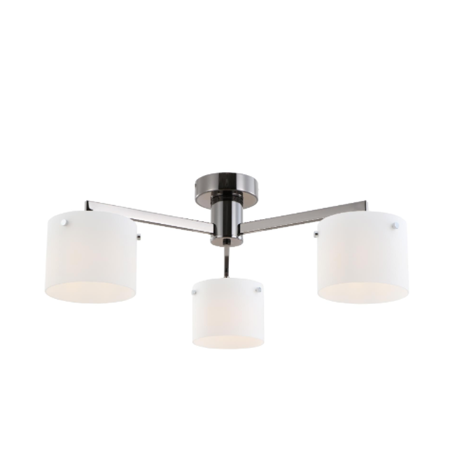 Lampa uasteorainn ghloine bán chrome trí-sholas