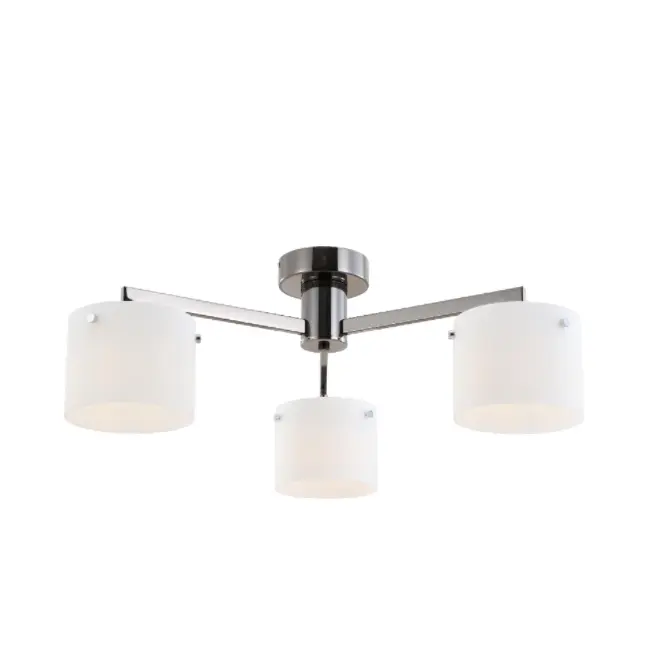 Lampa uasteorainn ghloine bán chrome trí-sholas